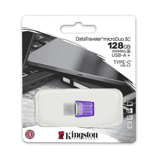 Kingston Pendrive 128Gb Micro Duo Otg Type-C Dtduo3C/128Gb Usb 3.1 Chiavetta Pc