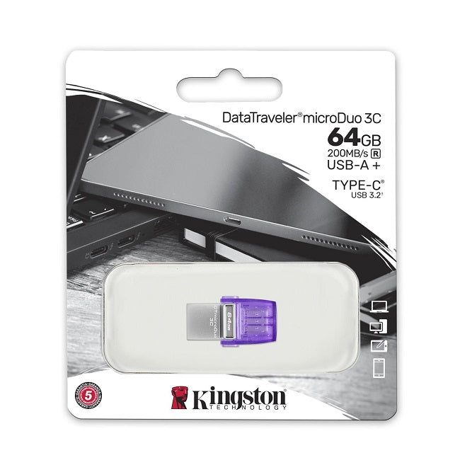 Kingston Pendrive 64Gb Micro Duo Otg Type-C Dtduo3C/64Gb Usb 3.1 Chiavetta Pc