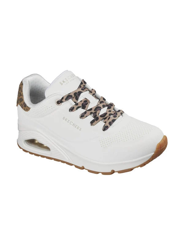 Skechers scarpa sneakers da donna Uno Jungke Nite 177093/WHLD bianco-lerpardo