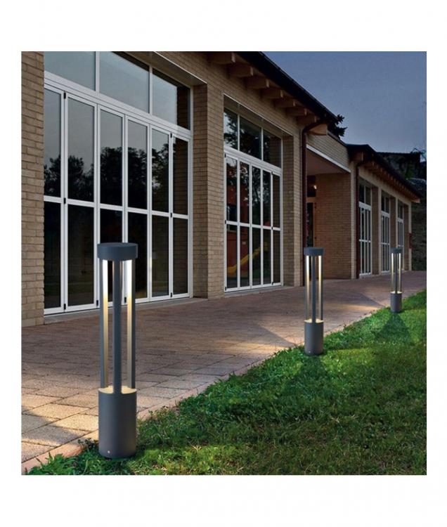Lampione Giardino Lampada 12W Led Esterno Grigio Lampioncino Luce Naturale Es28