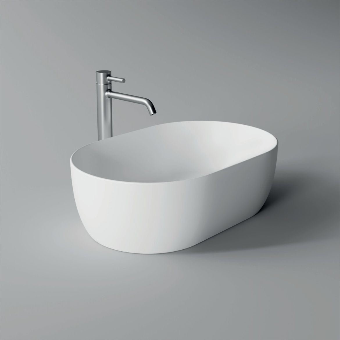 Lavabo da appoggio ovale 55×35 Alice Ceramica Serie Unica bianco lucido