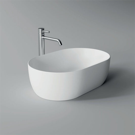 Lavabo da appoggio ovale 55×35 Alice Ceramica Serie Unica bianco lucido