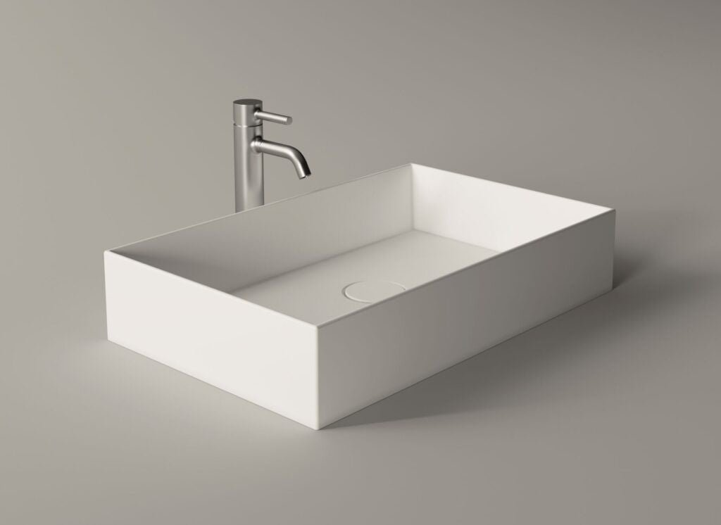 Lavabo Spy appoggio cm. 60x38 rettangolare in ceramica bianco Alice ceramica
