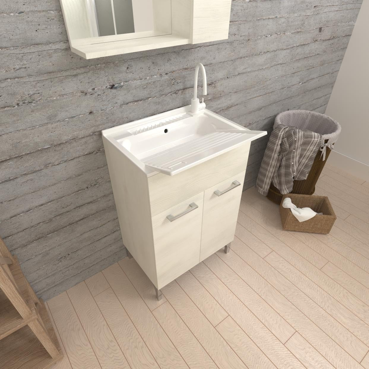 Lavatoio 2 ante da cm 50x50 colore rovere bianco