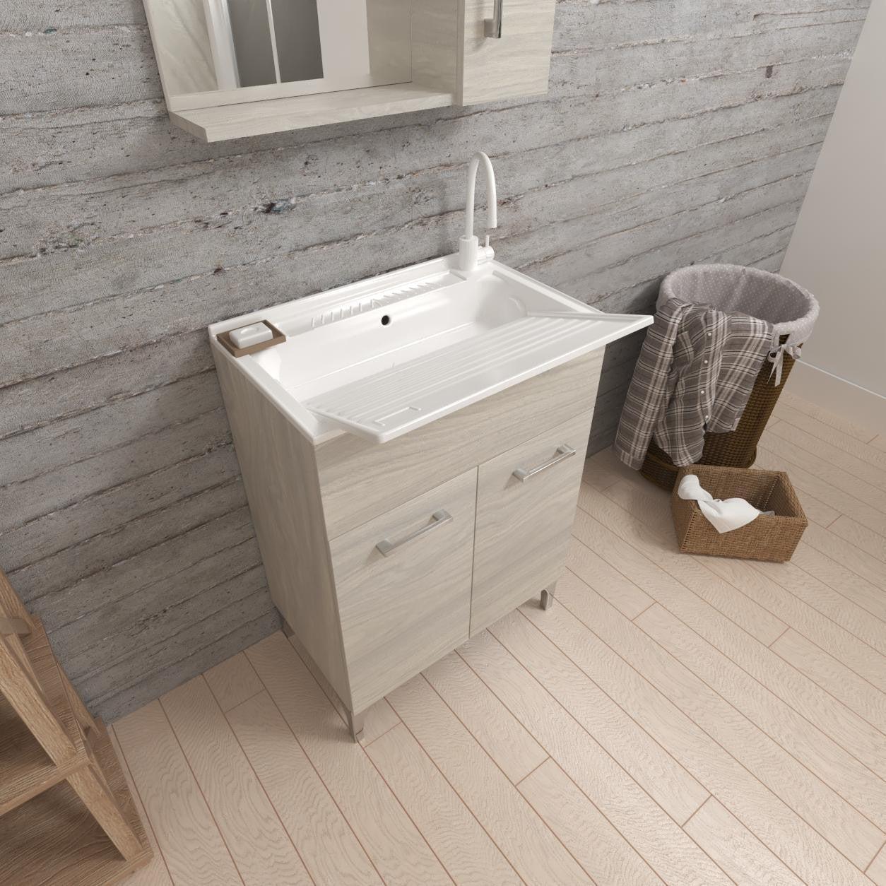Lavatoio 2 ante da cm 60x50 colore rovere grigio