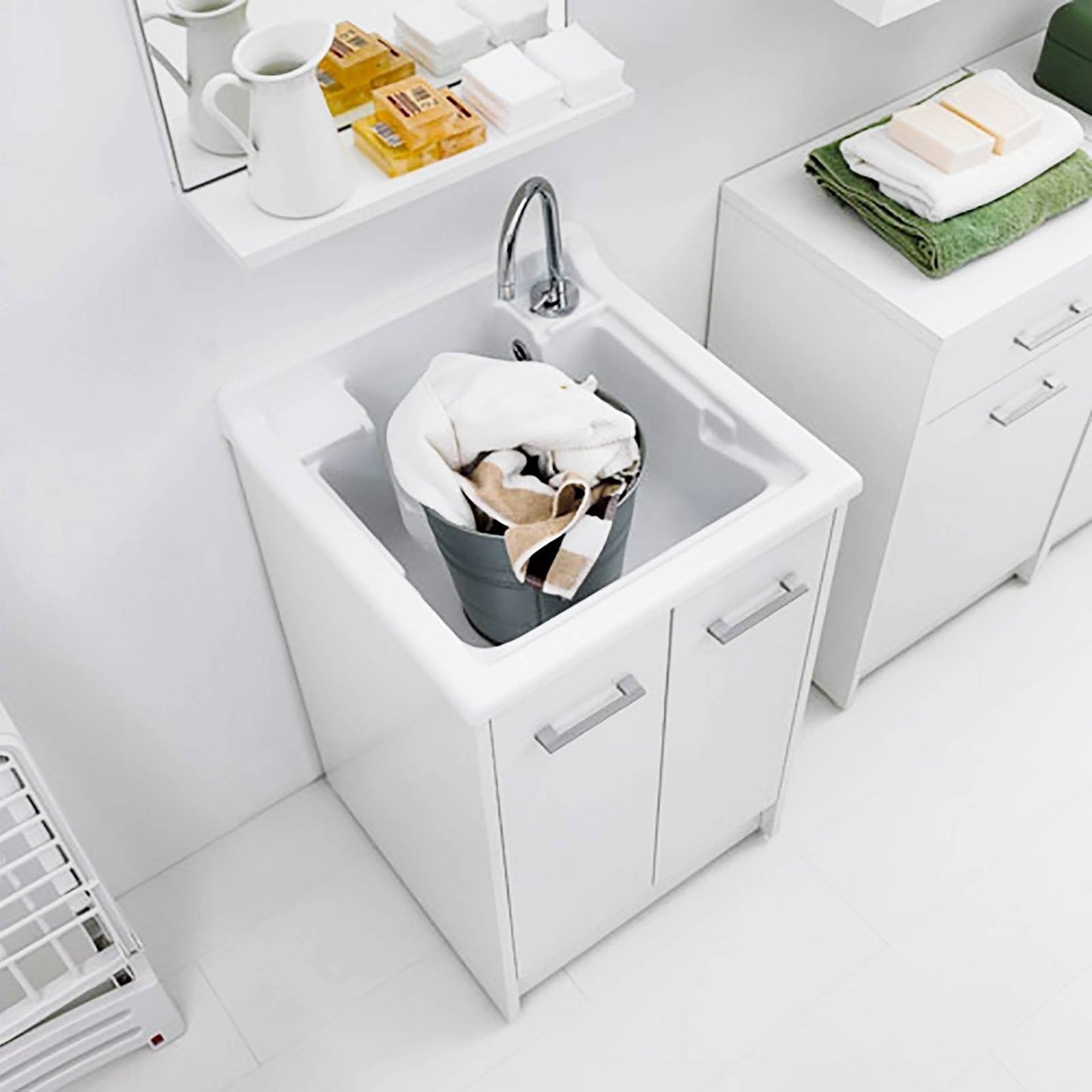 Lavatoio Lavapanni Domestica Colavene 50X50X86h cm con vasca e mobile contenitore