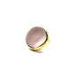 Leda | Anello artigianale in ceramica rosa con lustro oro