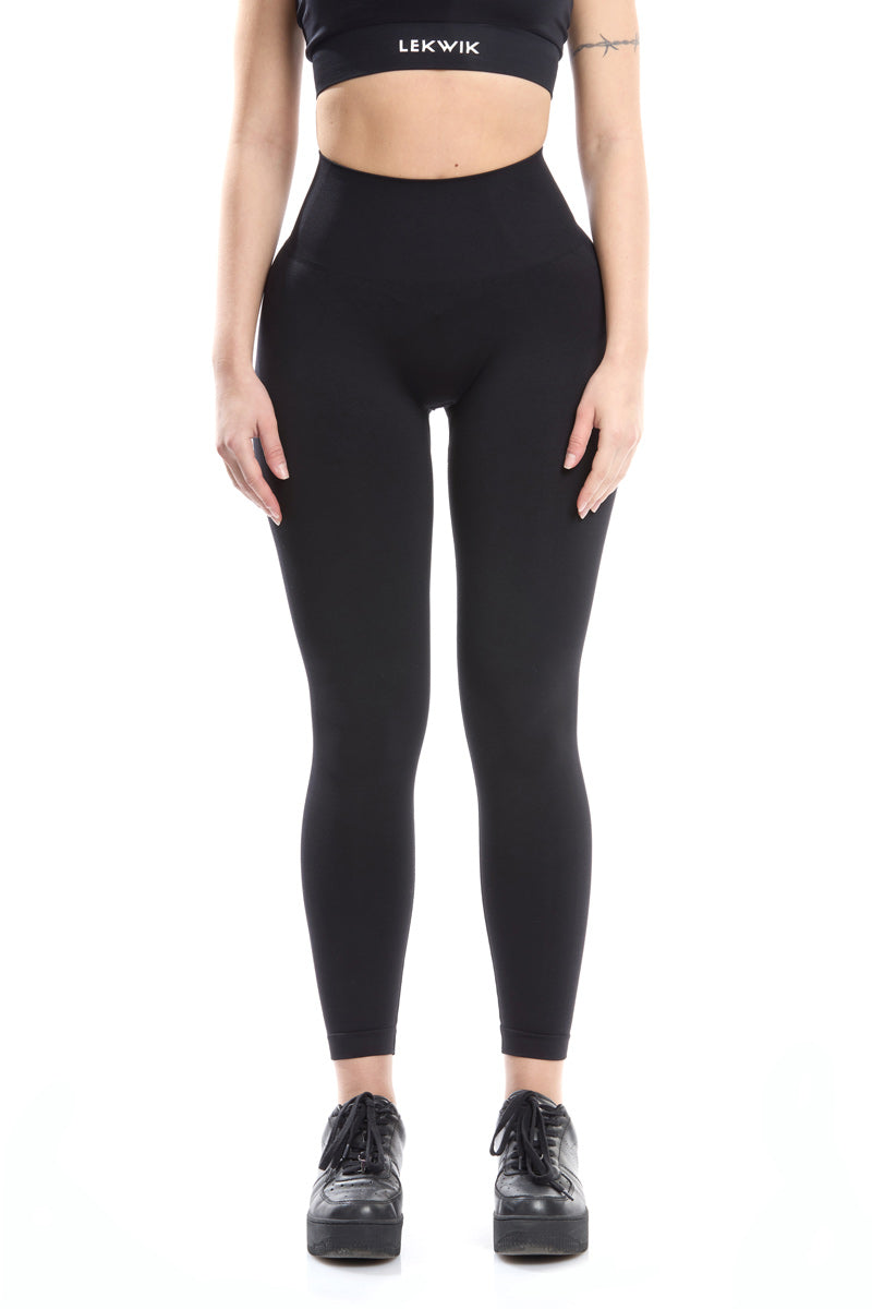 Leggings nero modello POLLY a vita alta senza cuciture