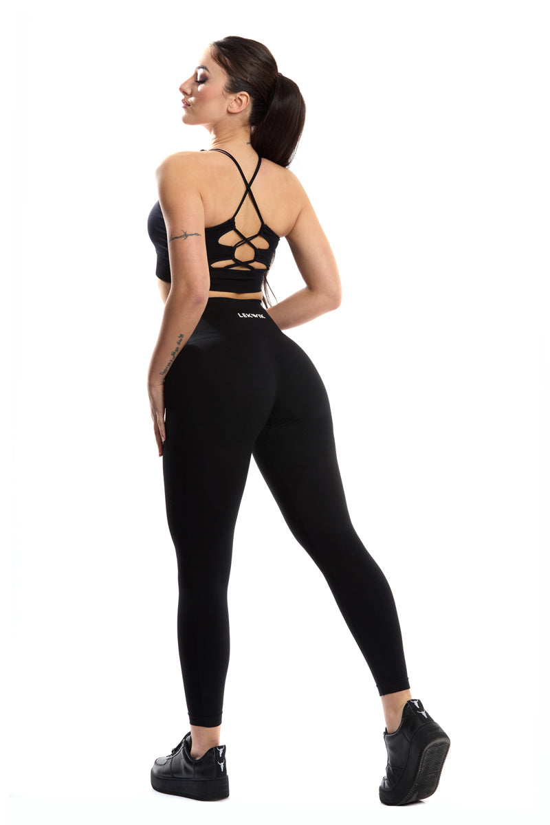 Leggings nero modello POLLY a vita alta senza cuciture
