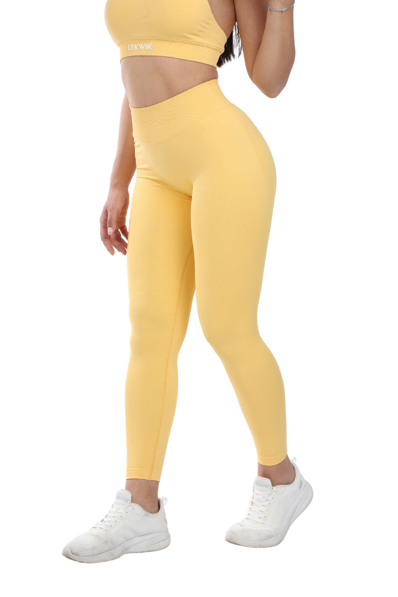 Leggings giallo modello IMMO a vita bassa senza cuciture