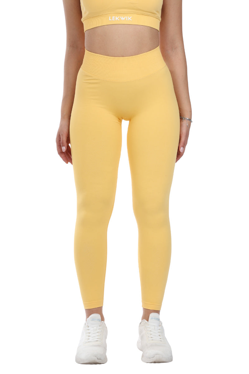 Leggings giallo modello IMMO a vita bassa senza cuciture
