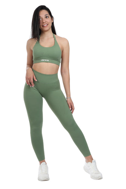 Leggings oliva modello IMMO a vita bassa senza cuciture