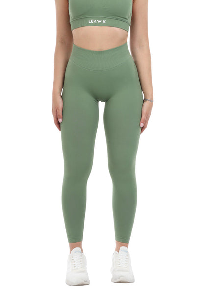 Leggings oliva modello IMMO a vita bassa senza cuciture