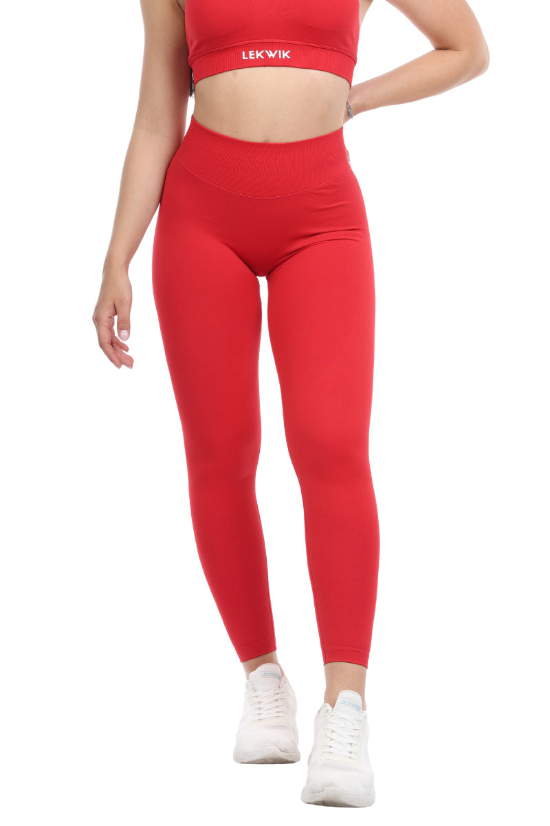Leggings rosso scarlatto modello IMMO a vita bassa senza cuciture