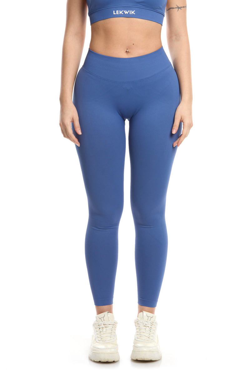 Leggings blu ardesia modello IMMO a vita bassa senza cuciture
