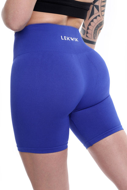 Shorts cobalto modello EVA a vita alta senza cuciture