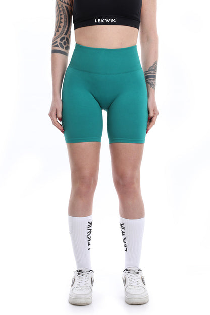 Shorts smeraldo modello EVA a vita alta senza cuciture