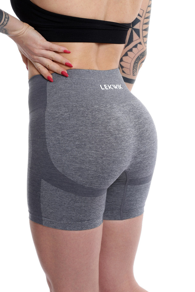 Shorts grigio modello POLLY a vita alta senza cuciture