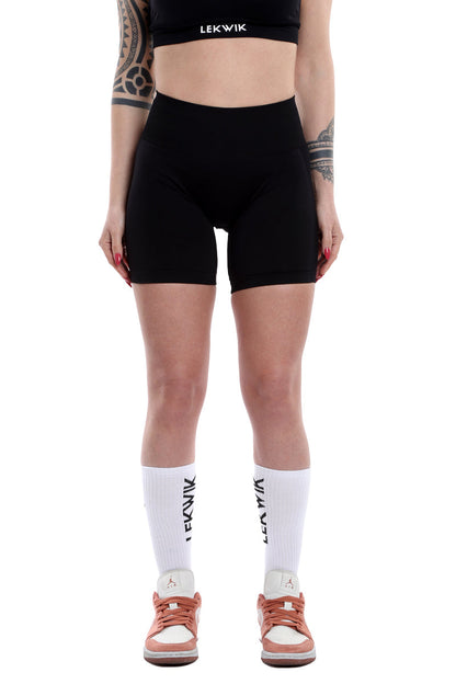 Shorts nero modello POLLY a vita alta senza cuciture