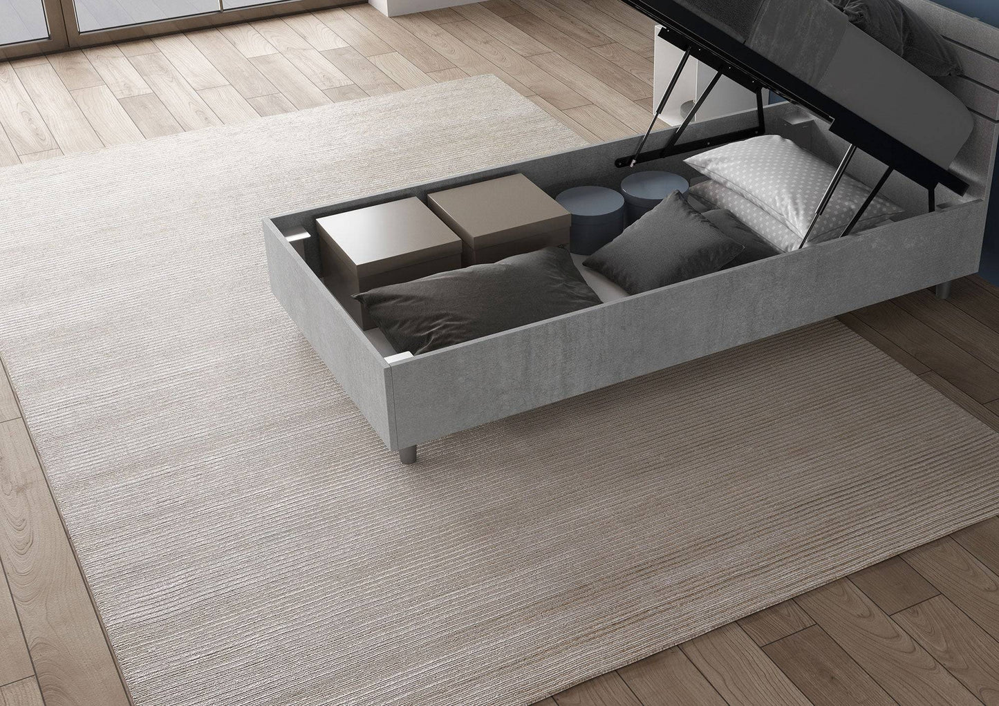 Letto singolo senza rete, con rete e contenitore 80x200 Nuamo