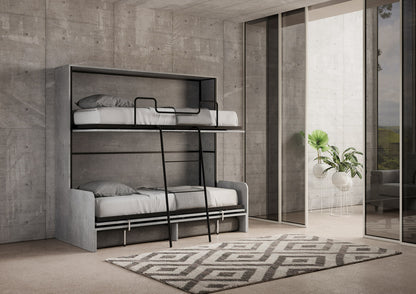 Doppeltes horizontales Schrankbett Kando Sofa mit Matratzen