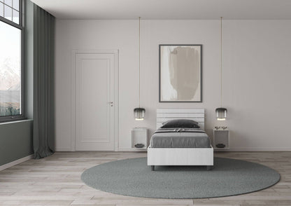 Letto singolo senza rete, con rete e contenitore testata dritta con doghe Ankel