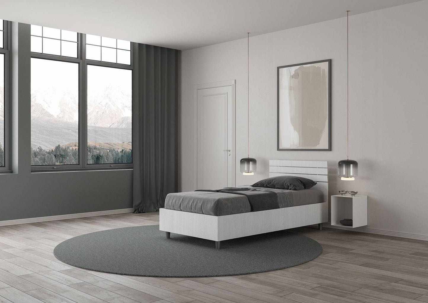 Einzelbett 80x200 mit geradem Kopfteil und Lattenrost Ankel