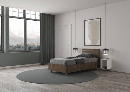 Letto singolo senza rete, con rete e contenitore testata dritta con doghe Ankel