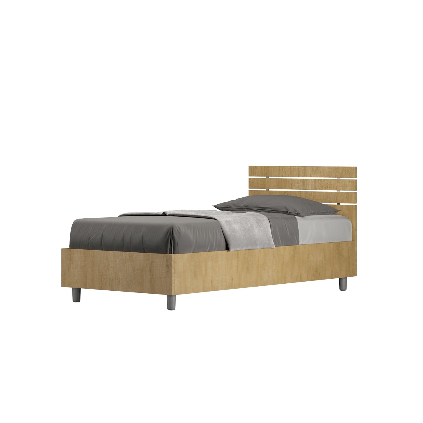 Einzelbett 80x200 mit geradem Kopfteil und Lattenrost Ankel