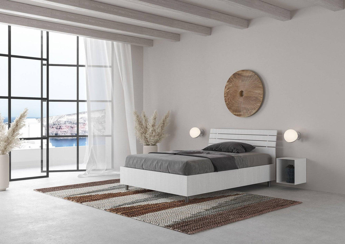 Letto Singolo 80x200 Ankel con Testata Inclinata e Contenitore