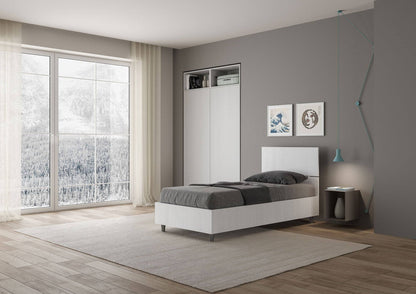 Einzelbett ohne Lattenrost, mit Lattenrost und Bettkasten 80x200, gerades Kopfteil Demas