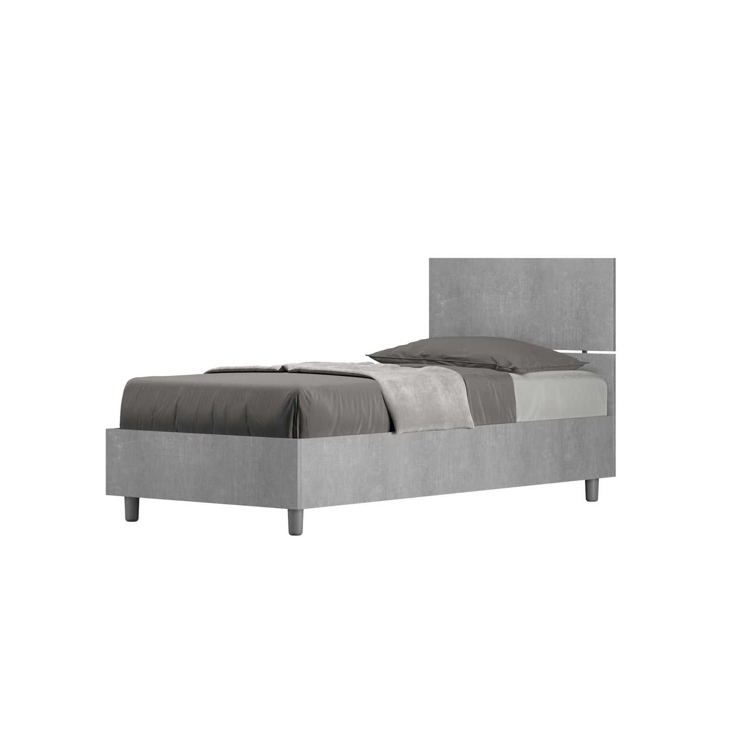 Einzelbett ohne Lattenrost, mit Lattenrost und Bettkasten 80x200, gerades Kopfteil Demas