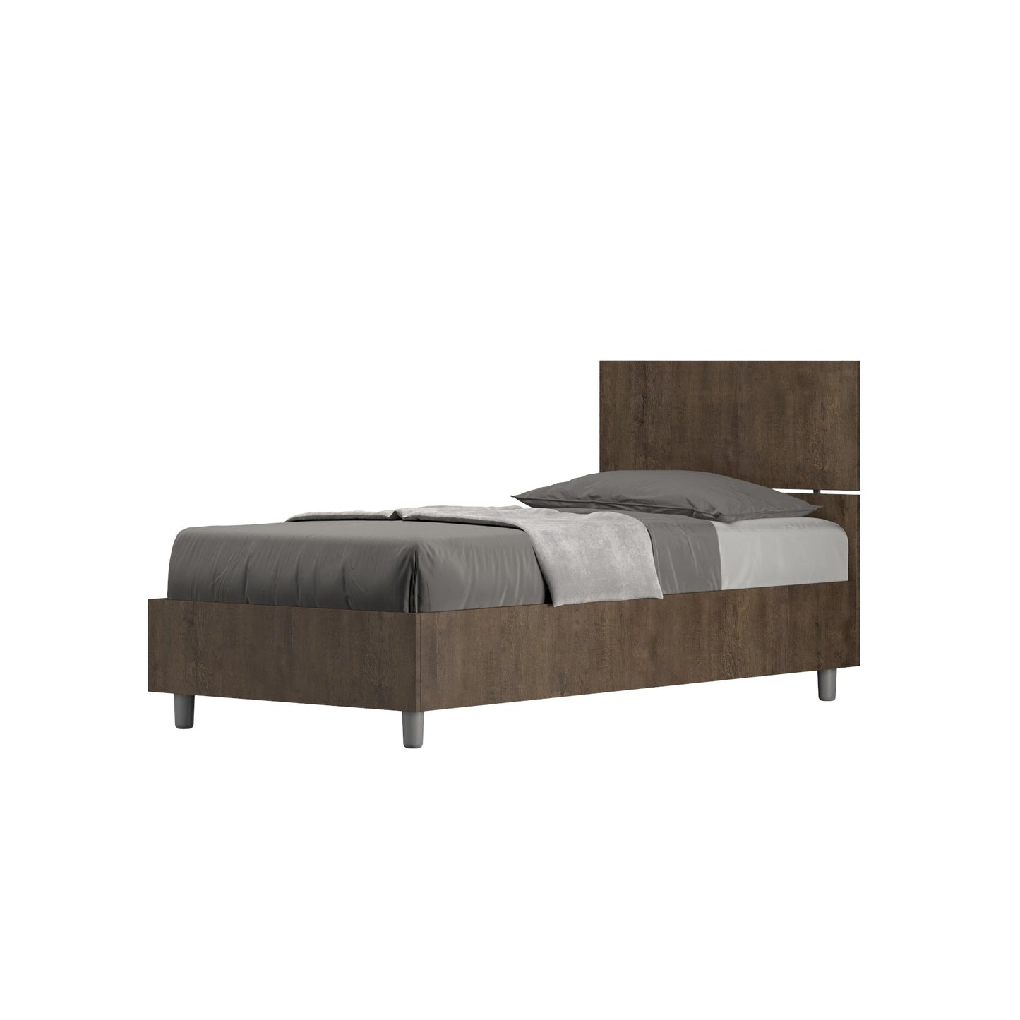 Einzelbett ohne Lattenrost, mit Lattenrost und Bettkasten 80x200, gerades Kopfteil Demas