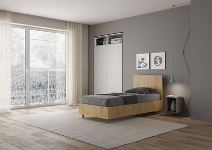 Einzelbett ohne Lattenrost, mit Lattenrost und Bettkasten 80x200, gerades Kopfteil Demas