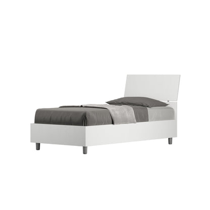 Letto singolo 80x190 testata inclinata Demas senza rete, con rete, contenitore