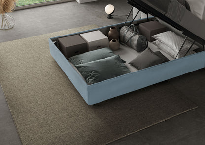 Letto singolo contenitore imbottito 100x190 microfibra Azelia