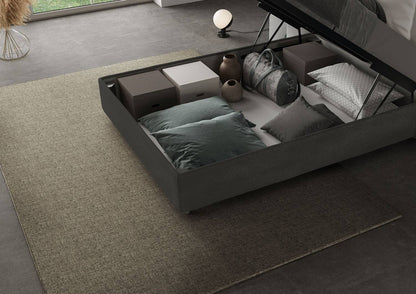 Letto singolo contenitore imbottito 100x210 microfibra Azelia