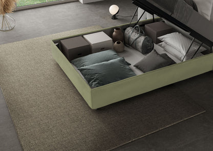 Letto singolo contenitore imbottito 100x190 microfibra Azelia