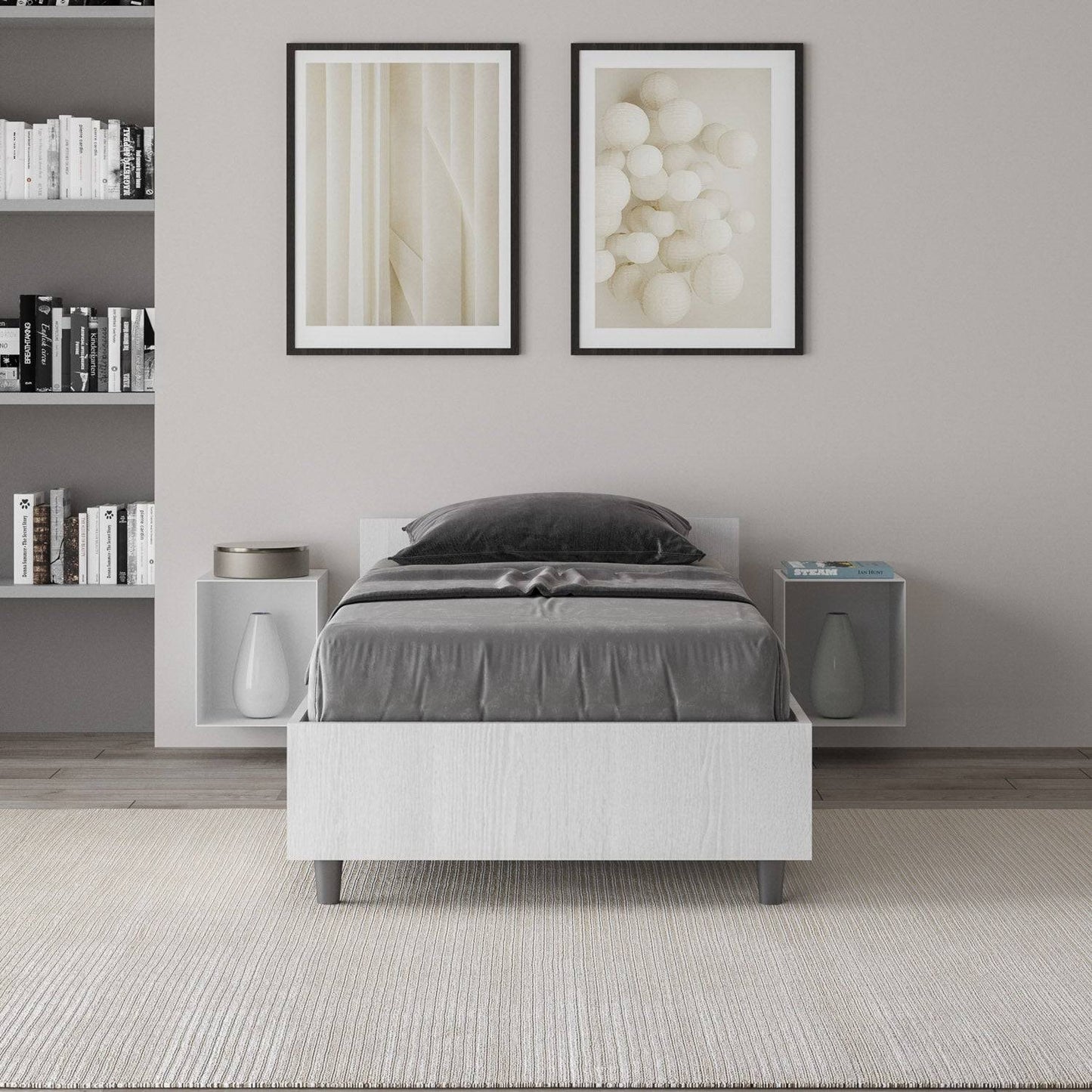 Letto singolo senza rete, con rete e contenitore 80x200 Nuamo