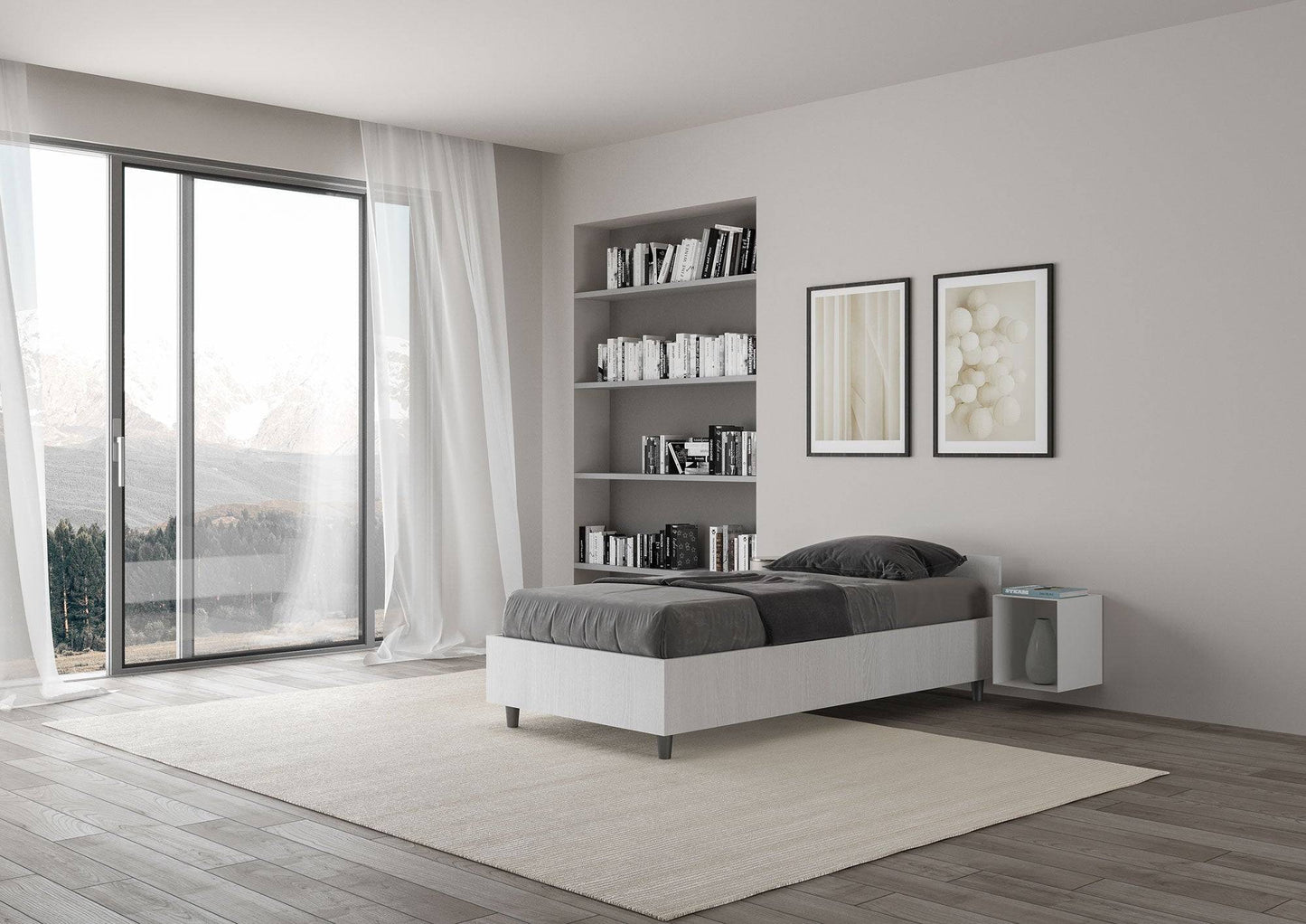 Letto singolo senza rete, con rete e contenitore 80x200 Nuamo