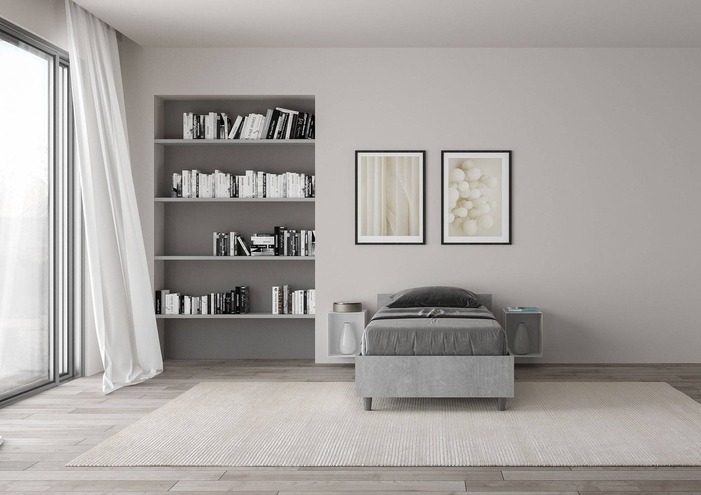 Letto Singolo 80x190 Nuamo con Rete Contenitore e Design Essenziale