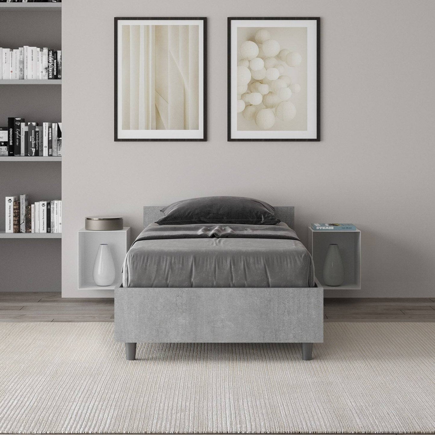 Letto singolo senza rete, con rete e contenitore 80x200 Nuamo