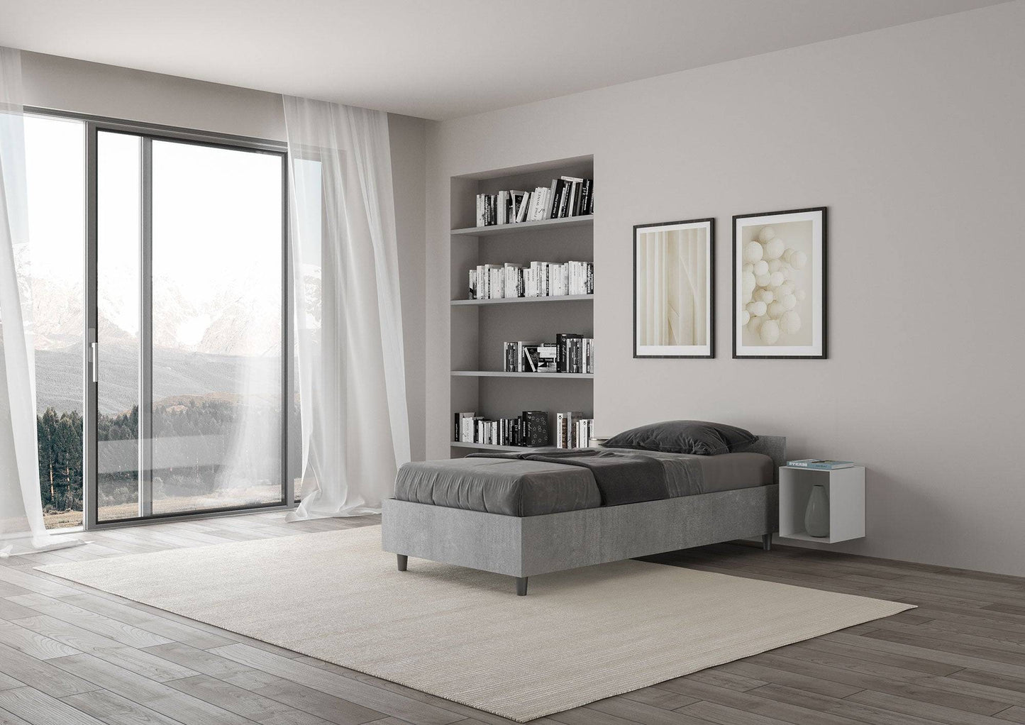Letto singolo senza rete, con rete e contenitore 80x200 Nuamo