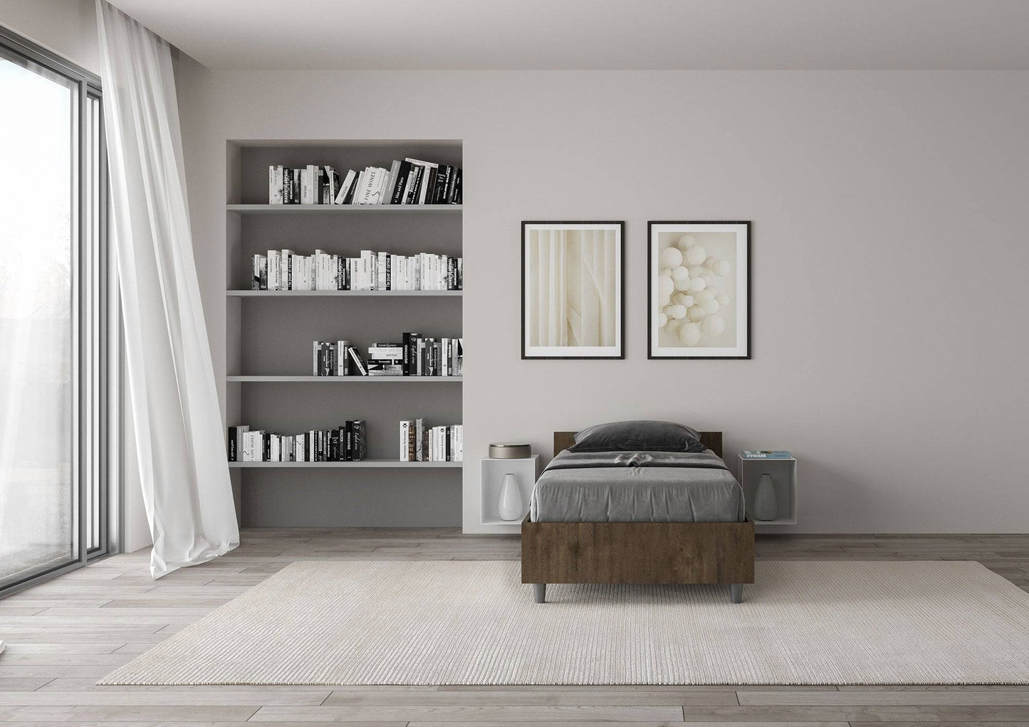 Letto Singolo 80x190 Nuamo con Rete Contenitore e Design Essenziale
