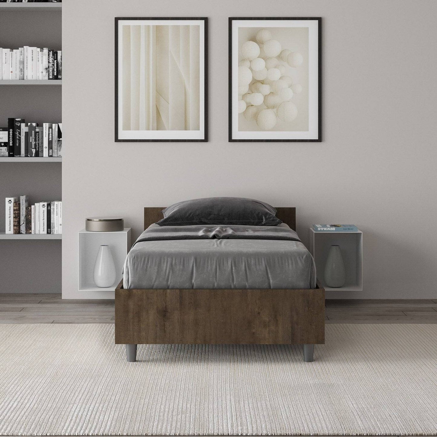Letto Singolo 80x190 Nuamo con Rete Contenitore e Design Essenziale