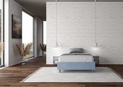 Letto singolo contenitore imbottito 100x190 microfibra Azelia