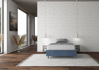 Letto singolo contenitore imbottito 100x190 microfibra Azelia