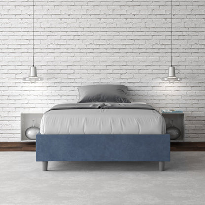 Letto singolo contenitore imbottito 100x190 microfibra Azelia