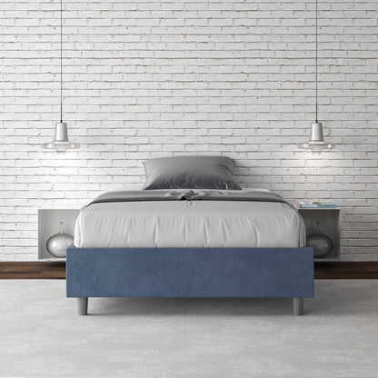 Letto singolo contenitore imbottito 100x210 microfibra Azelia
