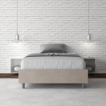 Letto singolo contenitore imbottito 100x190 microfibra Azelia